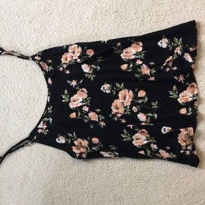 Peach flower tank top blouse. Size M.